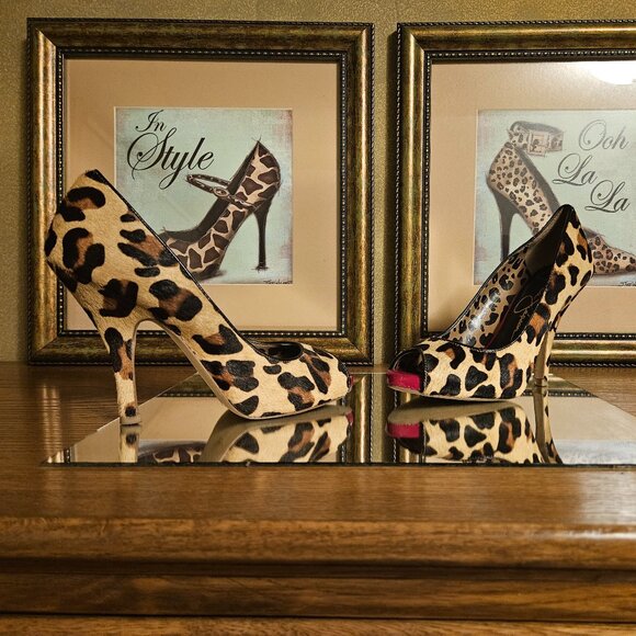 đ„ Jessica Simpson Ginger2 Leopard Peep-Toe Stiletto Heels â Size 6M - Picture 5 of 10